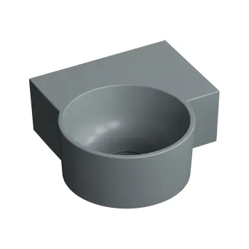 Vannas istabas izlietne Omnires OVO M+, montāžai uz virsmas vai pie sienas, labās puses, 33,5 × 34,5 cm, bez pārplūdes, matēta pelnu pelēka OVO335UWPAG