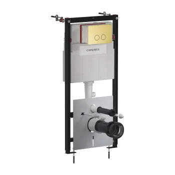 Montāžas rāmis OMNIRES ECO FLUSH SET STRONGFRAME, ar ECO skalošanu piekaramajam tualetes podam, ar STEEL-R45 skalošanas vadības plāksni, matēta bronza