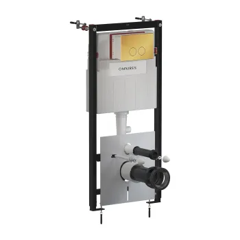 Montāžas rāmis OMNIRES FLUSH SET STRONGFRAME tualetes podam piekaramajam ar MINIMAL skalošanas vadības plāksni, pulēts zelts