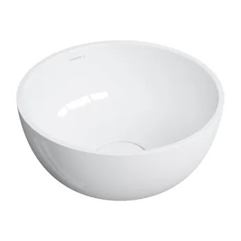 Vannas istabas izlietne Omnires SHELL M+, Ø35 cm, uz virsmas, bez pārplūdes, spīdīga balta SHELL350UNBP