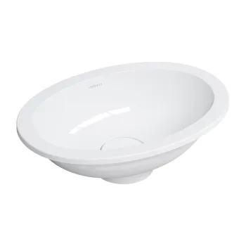 Vannas istabas izlietne Omnires SHELL M+, ārējie izmēri, pabūvējama, 45 × 32 cm, bez pārplūdes, spīdīga balta SHELL380UPBP