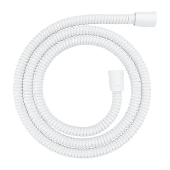 Dušas šļūtene Omnires, 150 cm, ar nerūsējošā tērauda apvalku, ar pretvērpšanās sistēmu, 1/2″ × 1/2″, matēta balta 023-XWM