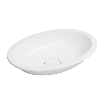 Vannas istabas izlietne Omnires SHELL M+, ārējie izmēri, pabūvējama, 55 × 38 cm, bez pārplūdes, matēta balta SHELL480UPBM