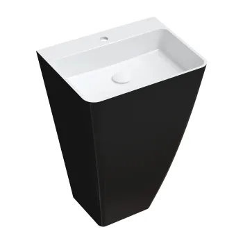 Brīvi stāvoša izlietne Omnires PARMA M+, 55 × 43 cm, bez pārplūdes, spīdīga balta / spīdīga melna PARMAUWBCP