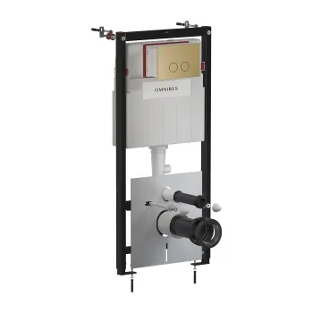 Piekaramā tualetes poda montāžas rāmis OMNIRES ECO FLUSH SET STRONGFRAME, ar ECO skalošanu, ar skalošanas vadības plāksni STEEL-R45, matēta antīka bronza