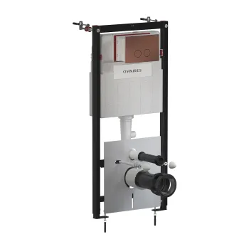 Montāžas rāmis OMNIRES ECO FLUSH SET STRONGFRAME ar ECO skalošanu piekaramajam tualetes podam, ar STEEL-R45 skalošanas vadības plāksni, matēta antīka vara (ORB)