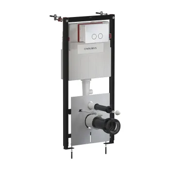 Montāžas rāmis OMNIRES ECO FLUSH SET STRONGFRAME ar ECO skalošanu piekaramajam tualetes podam, ar STEEL-R45 skalošanas vadības plāksni, pulēts hroms