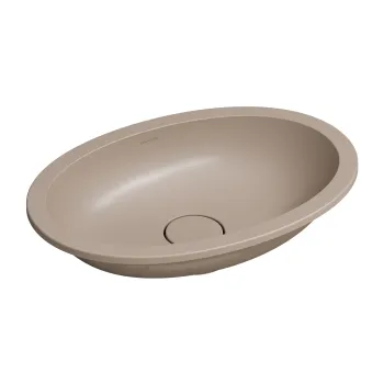 Vannas istabas izlietne Omnires SHELL M+, ārējie izmēri 55 × 38 cm, pabūvējama, bez pārplūdes, matēta kāpu bēša SHELL480UPDB