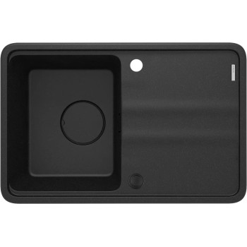 МОЙКА MOMI ИЗ ГРАНИТА С 1 ЧАШЕЙ, С КОРОТКИМ КРЕНОМ 670X440X229, ГРАФИТОВЫЙ МЕТАЛЛИК, С ЭКОНОМИТЕЛЕМ ПРОСТРАНСТВА NERO