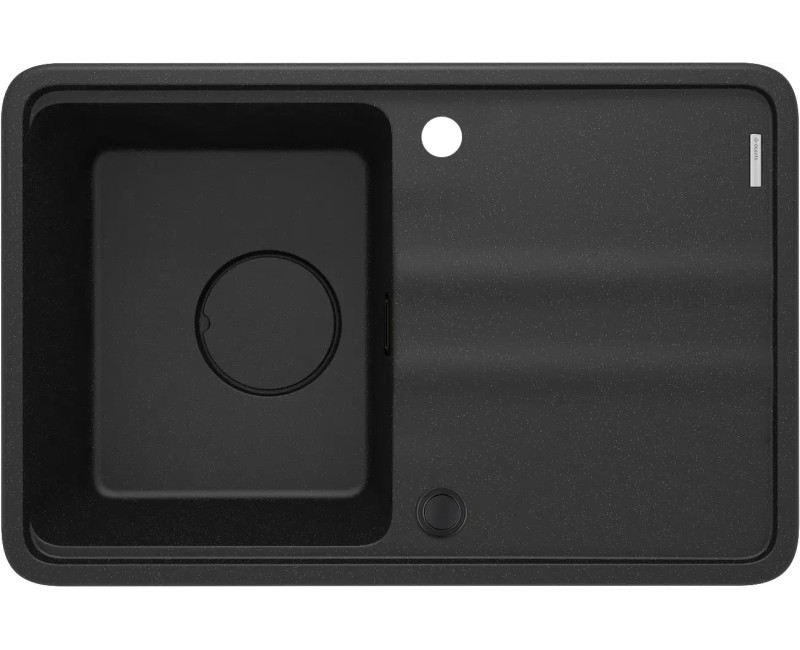 МОЙКА MOMI ИЗ ГРАНИТА С 1 ЧАШЕЙ, С КОРОТКИМ КРЕНОМ 670X440X229, ГРАФИТОВЫЙ МЕТАЛЛИК, С ЭКОНОМИТЕЛЕМ ПРОСТРАНСТВА NERO