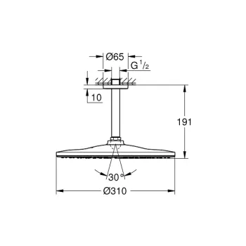 Dušas galva Grohe Rainshower 310 Mono, dušas krnšteins 14 cm, hroms, 26559000 NEW