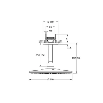 Dušas galva Grohe Rainshower SmartActive 310, kronšteins 14 cm, 2 režīmi, supersteel, 26477DC0 NEW