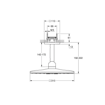 Dušas galva Grohe Rainshower SmartActive Cube 310, kronšteins 14 cm, 2 režīmi, matēta Cool Sunrise, 26481GN0 NEW