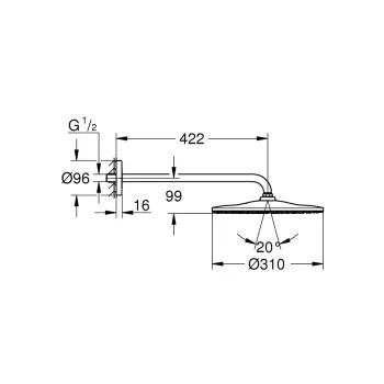 Dušas galva Grohe Rainshower, diametrs 31 cm, Hard Graphite, 26558A00 NEW