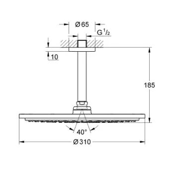 Dušas galva Grohe Rainshower, diametrs 31 cm, dušas griestu izvads 14 cm, supersteel, 26067DC0 NEW