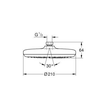 Dušas galva Grohe Tempesta 210, hroms, 26408000 NEW