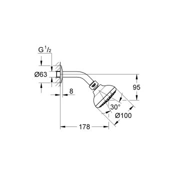 Dušas galva Grohe Tempesta New, 3 režīmi, hroms, 26088001 NEW