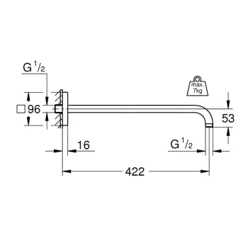 Dušas galvas turētājs Grohe Rainshower 42 cm, hroms, 26145000 NEW
