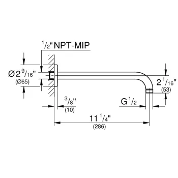 Dušas galvas turētājs Grohe Rainshower, garums 29 cm, hroms, 28577000 NEW