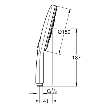 Dušas klausule Grohe Rainshower SmartActive 150, 3 režīmi, hroms, 26553000 NEW