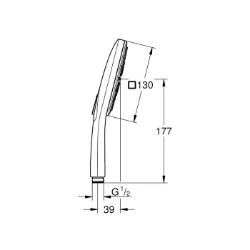 Dušas klausule Grohe Rainshower SmartActive Cube 130, 3 režīmi, 9.5 l/min, matēta Hard Graphite, 26582AL0 NEW