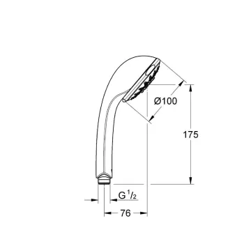 Dušas klausule Grohe Relexa Five 100, 5 režīmi, hroms, 28796000 NEW