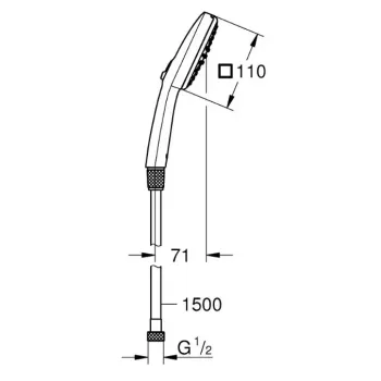 Dušas klausule Grohe Vitalio Comfort 150 cm, 2 režīmi, hroms, 26973001 NEW