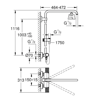 Dušas komplekts Grohe Euphoria, ar termostata maisītāju, hroms, 26241001 NEW