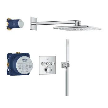Dušas komplekts Grohe Vitalio SmartActive, ar termostatu, 31x31 cm, 2 režīmi, iebūvējams, hroms, 34875000 NEW