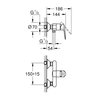 Dušas maisītājs Grohe BauEdge, hroms, 23636000 NEW