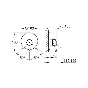 Dušas maisītājs Grohe Concetto, iebūvējams, hroms, 19345001 NEW