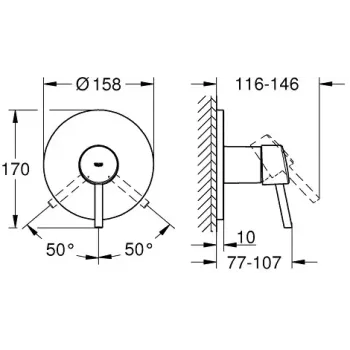 Dušas maisītājs Grohe Concetto, iebūvējams, hroms, 24053001 NEW