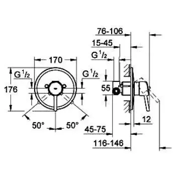 Dušas maisītājs Grohe Concetto, iebūvējams, hroms, 32213001 NEW