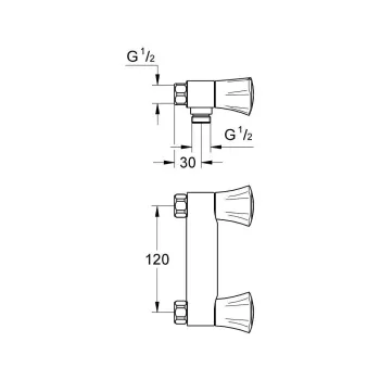 Dušas maisītājs Grohe Costa, ar rokturiem, attālums 120 mm, hroms, 26345001 NEW