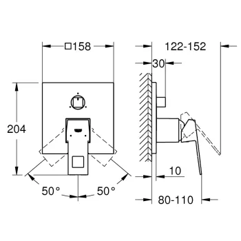 Dušas maisītājs Grohe Eurocube, iebūvējams ar 3 funkcijām, matēta Hard Graphite, 24094AL0 NEW