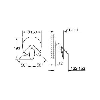 Dušas maisītājs Grohe Eurodisc Cosmopolitan, iebūvējams, hroms, 19549002 NEW