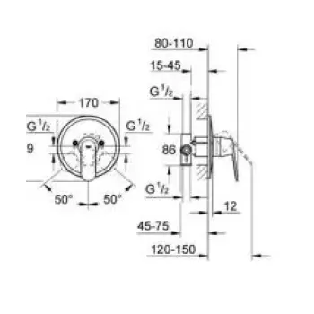 Dušas maisītājs Grohe Eurosmart Cosmopolitan, iebūvējams, hroms, 32880000 NEW