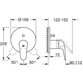 Dušas maisītājs Grohe Eurostyle, iebūvējams ar 2 funkcijām, hroms, 24047003 NEW