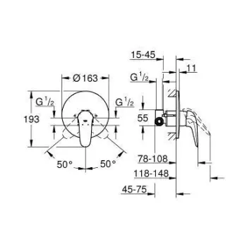 Dušas maisītājs Grohe Eurostyle, iebūvējams, hroms, 23725003 NEW