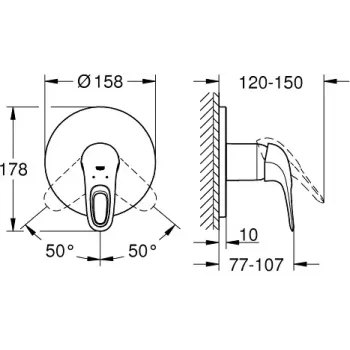 Dušas maisītājs Grohe Eurostyle, iebūvējams, hroms, 24048003 NEW
