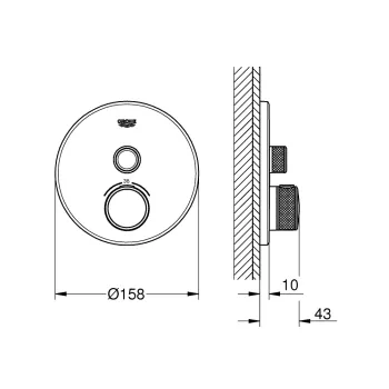 Dušas maisītājs Grohe Grohtherm SmartControl, iebūvējams, ar termostat, matēta Hard Graphite, 29118AL0 NEW