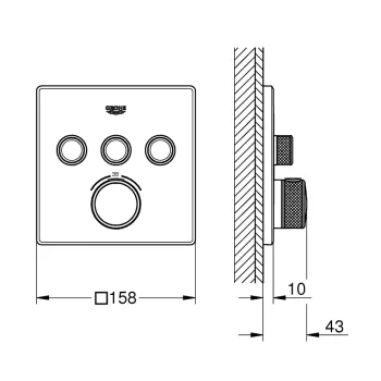 Dušas maisītājs Grohe Grohtherm SmartControl, iebūvējams ar termostatu, 3 vārsti, matēta Cool Sunrise, 29126GN0 NEW
