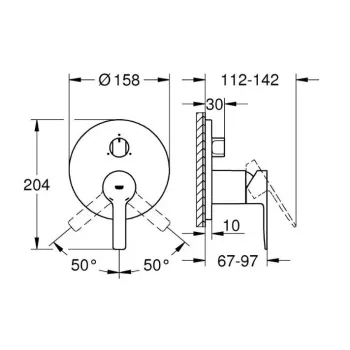 Dušas maisītājs Grohe Lineare, ar 3 veidu novirzītāju, supersteel, iebūvēts, 24095DC1 NEW