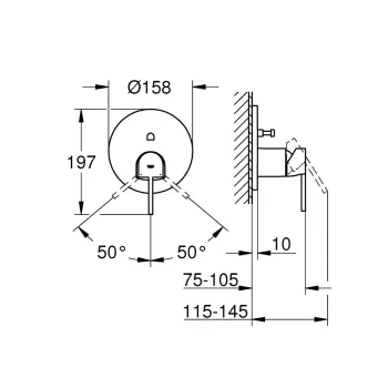 Dušas maisītājs Grohe Plus, ar 2 veidu novirzītāju, supersteel, iebūvēts, 24060DC3 NEW