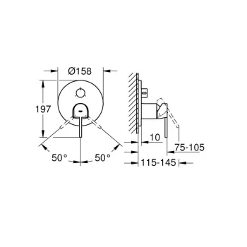 Dušas maisītājs Grohe Plus, ar 3 atverēm, iebūvēts, hroms, 24093003 NEW