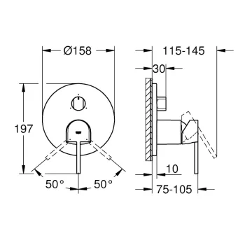 Dušas maisītājs Grohe Plus, ar 3 atveru montāžai, supersteel, iebūvēts, 24093DC3 NEW