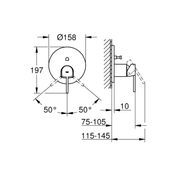Dušas maisītājs Grohe Plus, iebūvējams ar 2 funkcijām, matēta Hard Graphite, 24060AL3 NEW