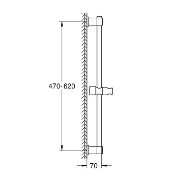 Dušas stienis Grohe Vitalio Universal 60 cm, matēts melns, 277242431 NEW