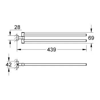 Dvieļu turētājs Grohe Essentials Cube, matēta Hard Graphite, 40624AL1 NEW