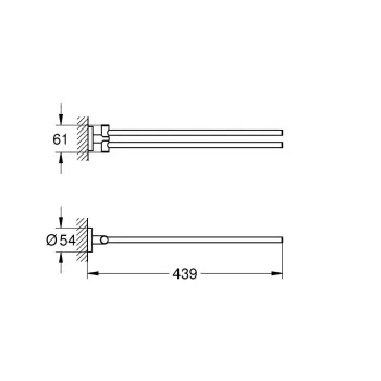 Dvieļu turētājs Grohe QuickFix Start, dubultais, garums 44 cm, supersteel, 41183DC0 NEW